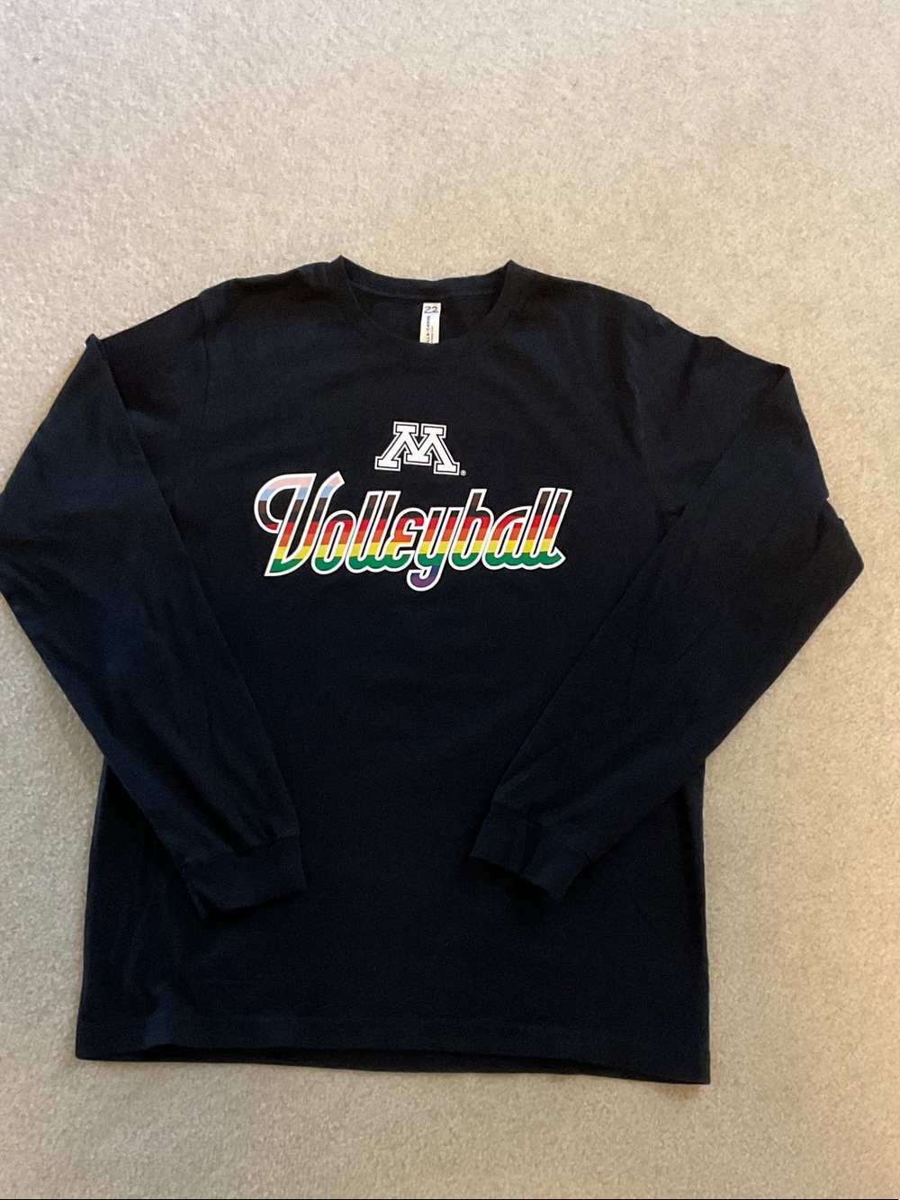 Nike Black Long Sleeve Volleyball Tee with Rainbow Script